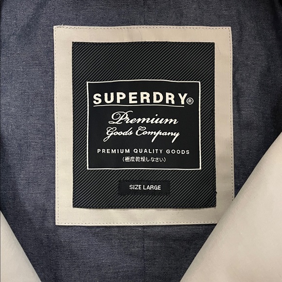 Superdry Premium Goods Cream Trench Coat - Picture 2 of 4